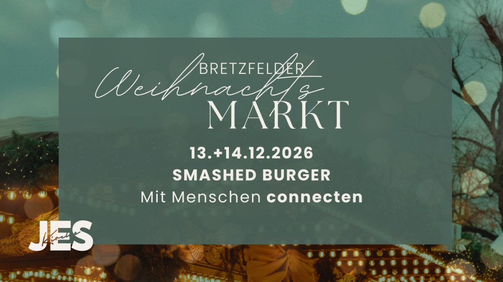 Die JES Kirche auf dem Bretzfelder Weihnachtsmarkt Smashed Burger Stand